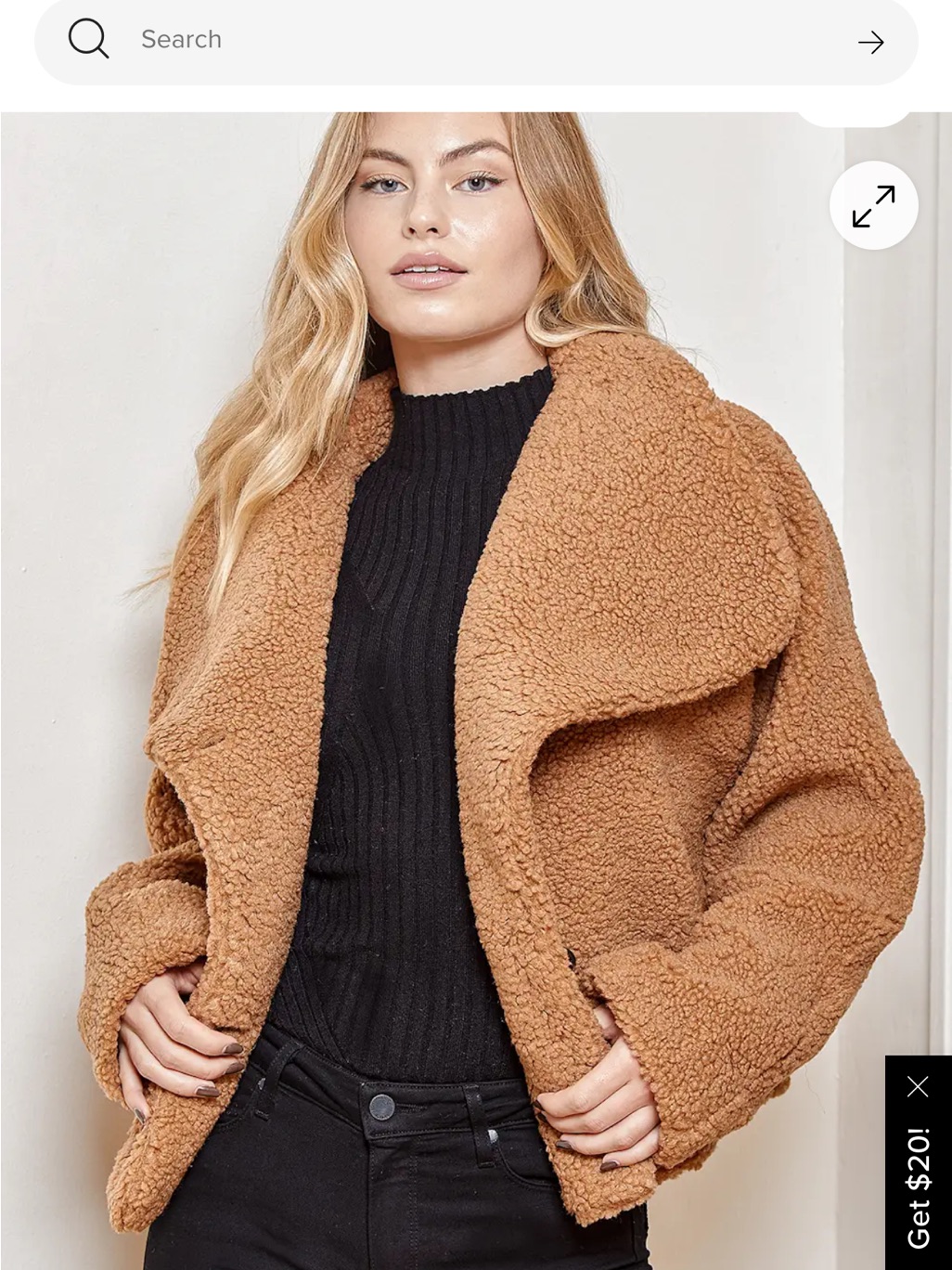 We The Free Small Fits Up To L Camel Teddy Coat With Oversized Collar